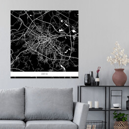 Plakat samoprzylepny Mapa miast świata - Sofia - czarna