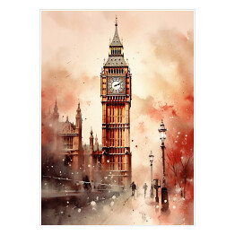 Plakat Big Ben. Londyn akwarela