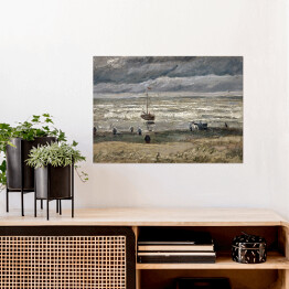Plakat samoprzylepny Vincent van Gogh Plaża w Scheveningen w burzową pogodę. Reprodukcja