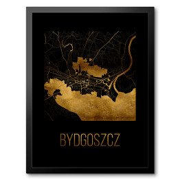 Obraz w ramie Czarno złota mapa - Bydgoszcz