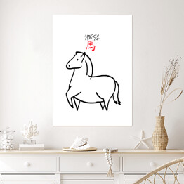 Plakat Chińskie znaki zodiaku - koń