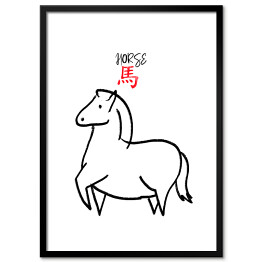 Plakat w ramie Chińskie znaki zodiaku - koń