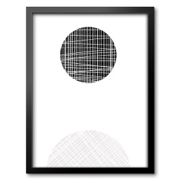 Obraz w ramie Ilustracja - czarne i jasne koła przecięte białymi liniami