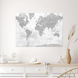 Plakat samoprzylepny Mapa świata z motywem jasnych cegieł