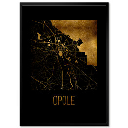 Plakat w ramie Czarno złota mapa - Opole