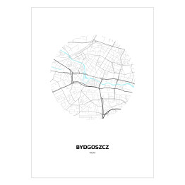 Plakat samoprzylepny Mapa Bydgoszczy w kole