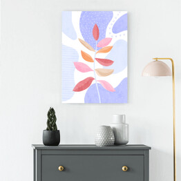 Obraz na płótnie Ilustracja - różowy pastelowy fikus na niebieskim tle