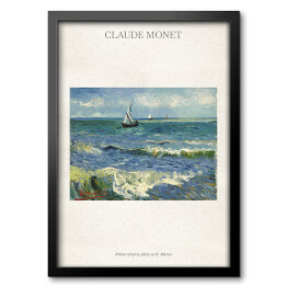Obraz w ramie Claude Monet "Połów ryb przy plaży w St. Maries" - reprodukcja z napisem. Plakat z passe partout