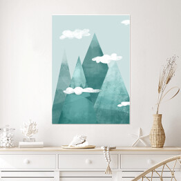 Plakat Góry w chmurach - ilustracja
