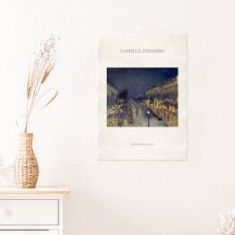 Plakat samoprzylepny Camille Pissarro "Boulevard Montmartre nocą" - reprodukcja z napisem. Plakat z passe partout