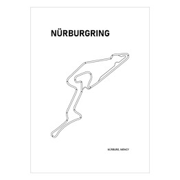 Plakat Nurburgring - Tory wyścigowe Formuły 1 - białe tło