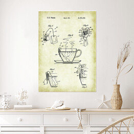 Plakat Parzenie herbaty. Retro rysunek patentowy