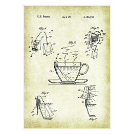 Plakat Parzenie herbaty. Retro rysunek patentowy