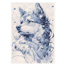Plakat samoprzylepny Portret wilka rysunek 