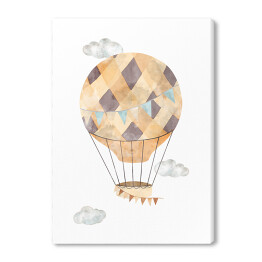 Obraz na płótnie Balon w odcieniach brązu i beżu w chmurach