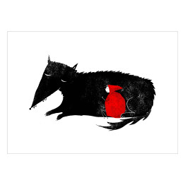 Plakat samoprzylepny Czerwony kapturek i wilk - ilustracja 