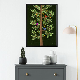 Obraz w ramie Zielone drzewo - ilustracja