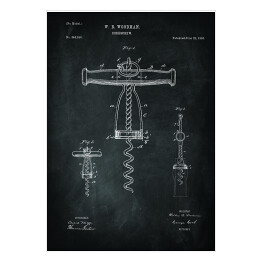 Plakat Plakat patentowy czarno biały korkociąg