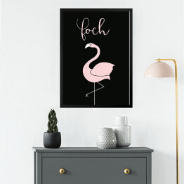 Obraz w ramie "Foch" z flamingiem - typografia