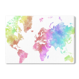 Obraz na płótnie Akwarelowa mapa świata - pastelowe barwy