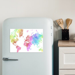 Magnes dekoracyjny Akwarelowa mapa świata - pastelowe barwy