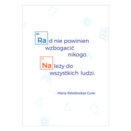 Plakat Typografia - cytat Maria Skłodowska- Curie 