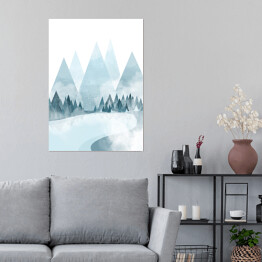 Plakat Polana w górach, las - ilustracja