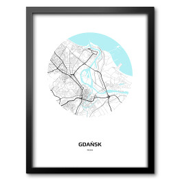 Obraz w ramie Mapa Gdańska w kole