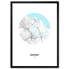 Plakat w ramie Mapa Gdańska w kole