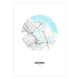 Plakat samoprzylepny Mapa Gdańska w kole