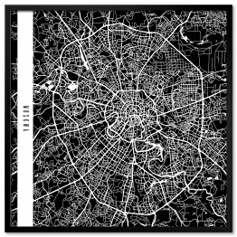 Plakat w ramie Mapa miast świata - Moskwa - czarna
