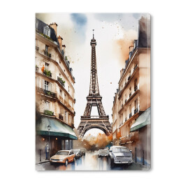 Obraz na płótnie Wieża Eiffla. Akwarela krajobraz Paryża