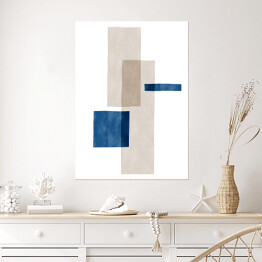Plakat samoprzylepny Duże beżowe i niebieskie abstrakcyjne czworokąty