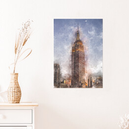 Plakat Nowy Jork - Empire State Building - akwarela