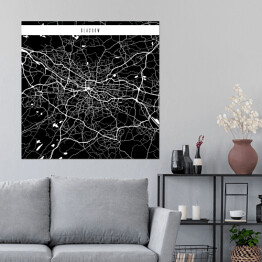 Plakat samoprzylepny Mapy miast świata - Glasgow - czarna