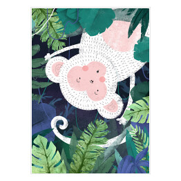 Plakat samoprzylepny Dżungla - biała małpka
