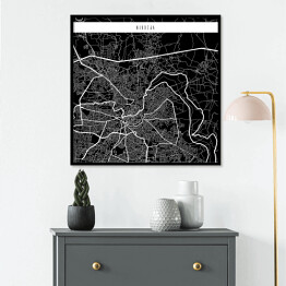 Plakat w ramie Mapa miast świata - Nikozja - czarna