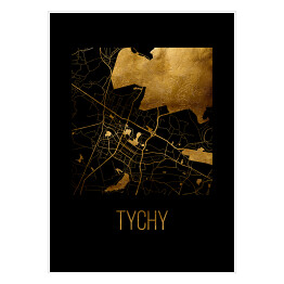 Plakat samoprzylepny Czarno złota mapa - Tychy