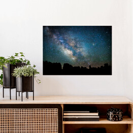Plakat Nocny krajobraz z galaktyką