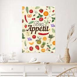 Plakat samoprzylepny Bon appetit - warzywa i owoce