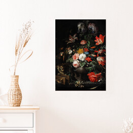 Plakat Kwiaty w wazonie. Malarstwo olejne - reprodukcja