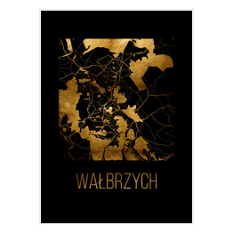 Plakat Czarno złota mapa - Wałbrzych
