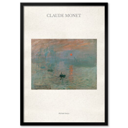 Plakat w ramie Claude Monet "Wschód słońca" - reprodukcja z napisem. Plakat z passe partout