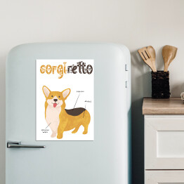 Magnes dekoracyjny Kawa z psem - corgiretto