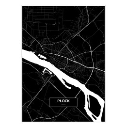 Plakat samoprzylepny Mapa Płocka czarno-biała