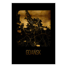 Plakat samoprzylepny Czarno złota mapa - Gdańsk