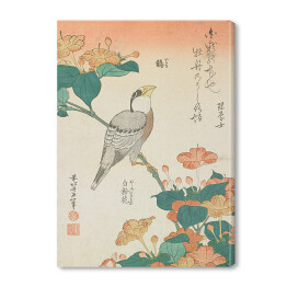 Obraz na płótnie Hokusai Katsushika. Kwiaty i ptak. Reprodukcja