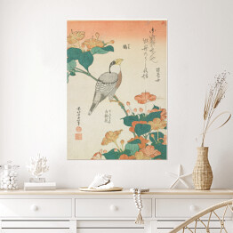 Plakat Hokusai Katsushika. Kwiaty i ptak. Reprodukcja