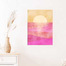 Plakat Zachód słońca nad różowym morzem