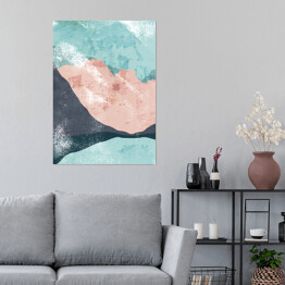 Plakat samoprzylepny Pastelowe abstrakcje - wzgórza nad jeziorem
